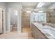 Elegant bathroom with double sinks and a large walk-in shower at 4779 Looking Glass Trl, Denver, NC 28037