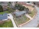 Aerial view of a ranch house with a large yard and street view at 610 Crescent Cir, Kings Mountain, NC 28086