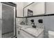 Stylish bathroom with granite countertop and black accents at 610 Crescent Cir, Kings Mountain, NC 28086