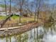 Large backyard with a deck, fire pit, dock, and waterfront view creating a serene atmosphere at 1345 Shimmer Light Cir, Rock Hill, SC 29732