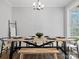 Well lit dining area with a rustic dining table set, ready for memorable meals at 111 Alberta Ave, Belmont, NC 28012