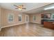 Dining area with hardwood floors and access to back deck at 119 Lookout Point Pl, Mooresville, NC 28115
