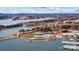 Aerial view of waterfront condos with boat slips and pool showcasing lake access at 7831 Spinnaker Bay Dr # 314, Sherrills Ford, NC 28673