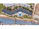 Aerial view of waterfront condos with boat slips, parking and a pool at 7831 Spinnaker Bay Dr # 314, Sherrills Ford, NC 28673