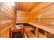 Relaxing wooden sauna with a bench, perfect for unwinding after a long day at 7831 Spinnaker Bay Dr # 314, Sherrills Ford, NC 28673