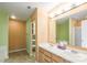 Bathroom with double vanity, tile floor, and fresh paint at 1114 Fenwick Ct, Clover, SC 29710