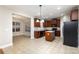 Kitchen with an island and stainless steel appliances is open to the eating area at 11005 Magna Ln, Indian Trail, NC 28079