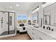 Spa-like bathroom with soaking tub and walk-in shower at 1215 Coppergate Dr, Salisbury, NC 28147