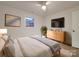 Bright bedroom with a large bed, dresser, and wall-mounted TV at 1330 Mulberry Ave, Charlotte, NC 28216