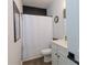 Clean bathroom with white vanity, shower, and toilet at 112 Canina Ln, Indian Trail, NC 28079