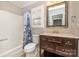 Clean bathroom with shower/tub combo, vanity, and toilet at 27 Quayside Ct, Clover, SC 29710