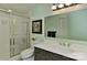 Clean bathroom with updated vanity and walk-in shower at 51 Old Post Rd, Lake Wylie, SC 29710