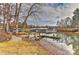 Private boat dock with lake access and chairs, perfect for relaxing by the water at 51 Old Post Rd, Lake Wylie, SC 29710