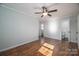 Bedroom with hardwood floors, ceiling fan and en-suite bathroom at 101 Wynnchester Rd, Gastonia, NC 28056