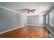 Spacious living room featuring hardwood floors and a ceiling fan at 101 Wynnchester Rd, Gastonia, NC 28056