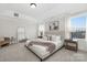 Bright bedroom featuring a tray ceiling, contemporary furnishings, and large windows that allow for ample natural light at 13019 Arnold Palmer Cir # 832, Lancaster, SC 29720