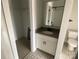 Bright bathroom with updated vanity and patterned tile floor at 1308 Walter Taylor Way # Eqx0105, Charlotte, NC 28206
