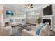 Cozy living room with fireplace and neutral color palette at 2491 Seagull Dr, Denver, NC 28037