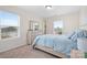 Bedroom with light wood furniture, neutral color scheme, and two windows at 2795 Yeager Nw Dr, Concord, NC 28027