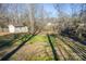 Backyard view with shed and wooded area beyond at 3586 Bridle Path Dr, Vale, NC 28168