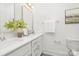 Double vanity bathroom with modern fixtures and large mirror at 40242 Crooked Stick Dr # 1198, Lancaster, SC 29720