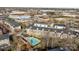 Aerial view of townhomes and surrounding cityscape at 3957 Picasso Ct, Charlotte, NC 28205