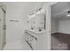 Bathroom with double vanity, marble floor, and a large shower at 401 Stokes Ave, Clover, SC 29710