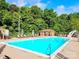 Community swimming pool surrounded by a variety of mature trees and plenty of lounge chairs at 1254 Huckleberry Dr, Lincolnton, NC 28092