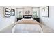 Inviting bedroom featuring a neatly made bed with two windows and dark colored bedside tables at 3035 Howell Mill Rd # 51, Charlotte, NC 28208