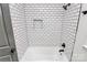 Clean bathroom with white subway tile and new fixtures at 5442 Kinsale Ln, Charlotte, NC 28215