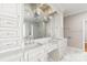 Elegant bathroom with double vanity, marble countertops, and large shower at 1076 Fox Chase Dr, Newton, NC 28658