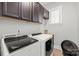 Laundry room with washer, dryer, cabinets, and a window at 1209 Cedar Park Dr, Pineville, NC 28134