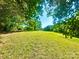 Lush green backyard with a gentle slope, mature trees, and plenty of natural sunlight at 16480 Indian Mound Rd, Norwood, NC 28128