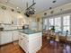 Well-equipped kitchen featuring white cabinets, an island, and breakfast nook at 232 Perrin Pl, Charlotte, NC 28207