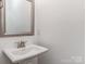 This bathroom features a white pedestal sink and modern fixtures at 320 Triple Ponds Ct, Clover, SC 29710