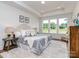 This bright main bedroom features tray ceilings, large windows, and natural light at 320 Triple Ponds Ct, Clover, SC 29710