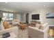 Comfortable living room staged with neutral furniture, area rug, and natural light at 409 Mint St, Rock Hill, SC 29730