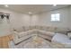 Finished basement featuring a seating area with a sectional sofa at 8039 Mcconnell Rd, Denver, NC 28037