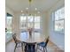 Charming dining room with an oval table, modern chandelier, and a large window with a wooded view at 8039 Mcconnell Rd, Denver, NC 28037