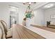 Rustic wooden dining table with centerpiece, view into kitchen at 188 Water Ski Dr, Statesville, NC 28677