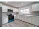 Modern kitchen with white cabinets and teal appliances at 221 Palmer St, Albemarle, NC 28001