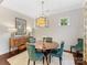 Charming dining room features a round table and blue chairs at 3364 Northampton Dr, Charlotte, NC 28210