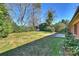 Large backyard with grassy area and patio at 4017 Sulkirk Rd, Charlotte, NC 28210