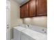 Laundry room with washer, dryer and cabinets at 500 Planters Way, Mount Holly, NC 28120