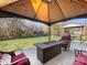 Relaxing patio with fire pit and seating area under a gazebo at 500 Planters Way, Mount Holly, NC 28120