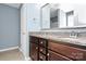 Double vanity bathroom with granite countertop at 19935 Wooden Tee Dr, Davidson, NC 28036