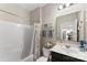 Clean bathroom with shower/tub combo and vanity at 3960 Farmington Ridge Pkwy, Charlotte, NC 28213