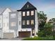 Stunning 3-story townhome with dark gray and white exterior at dusk at 8008 Cedarsmith Ct, Charlotte, NC 28217