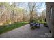 Landscaped backyard with patio and wooded area at 9042 Summer Club Rd, Charlotte, NC 28277