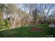 Wooded backyard with a grassy area and small bridge at 9042 Summer Club Rd, Charlotte, NC 28277